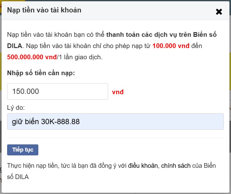 Nạp tiền giữ biển